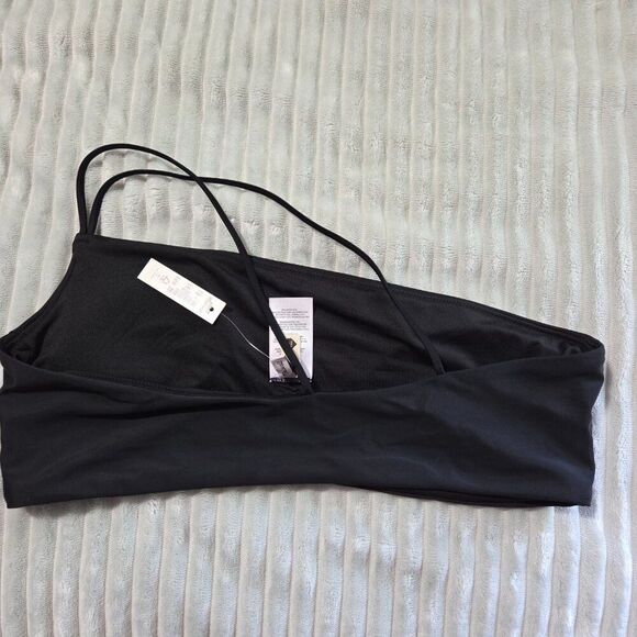 NWT MADEWELL BLACK BANDEAU STRAPPY SWIM TOP SIZE L - Picture 2 of 7